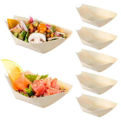 Disposable Sushi Wood Boat Catering Event Tray - Natura Lane