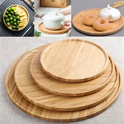 Bamboo Round Serving Storage Tray - Natura Lane